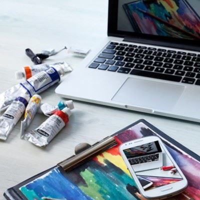 laptop, paint, cell phone