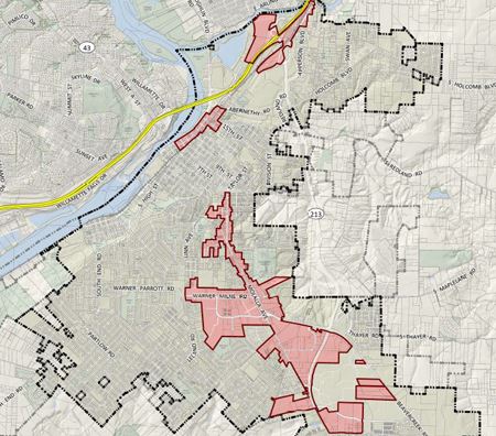 Map of Oregon City's enterprise zone