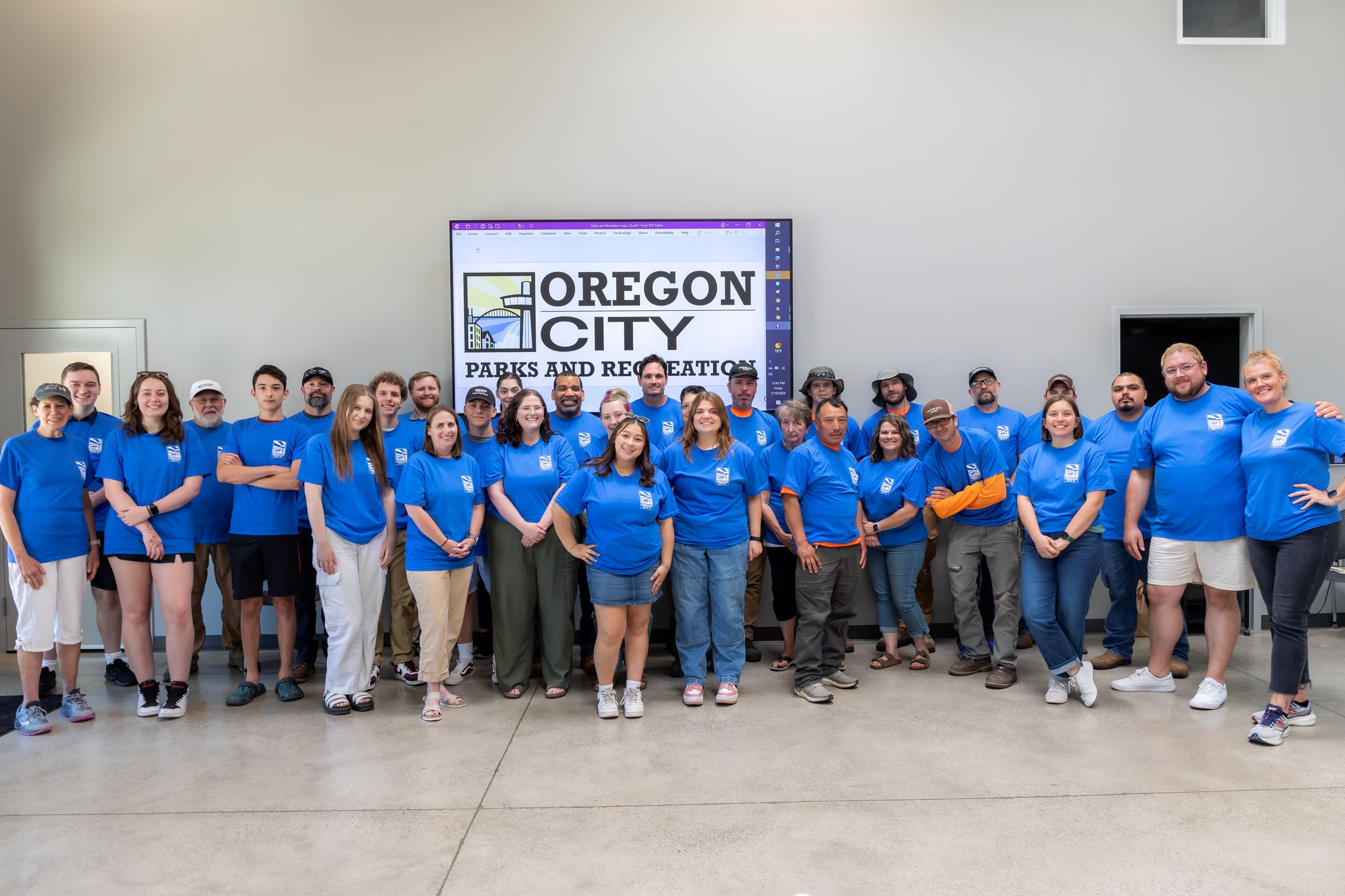 All-staff photo of the Oregon City Parks and Recreation Department