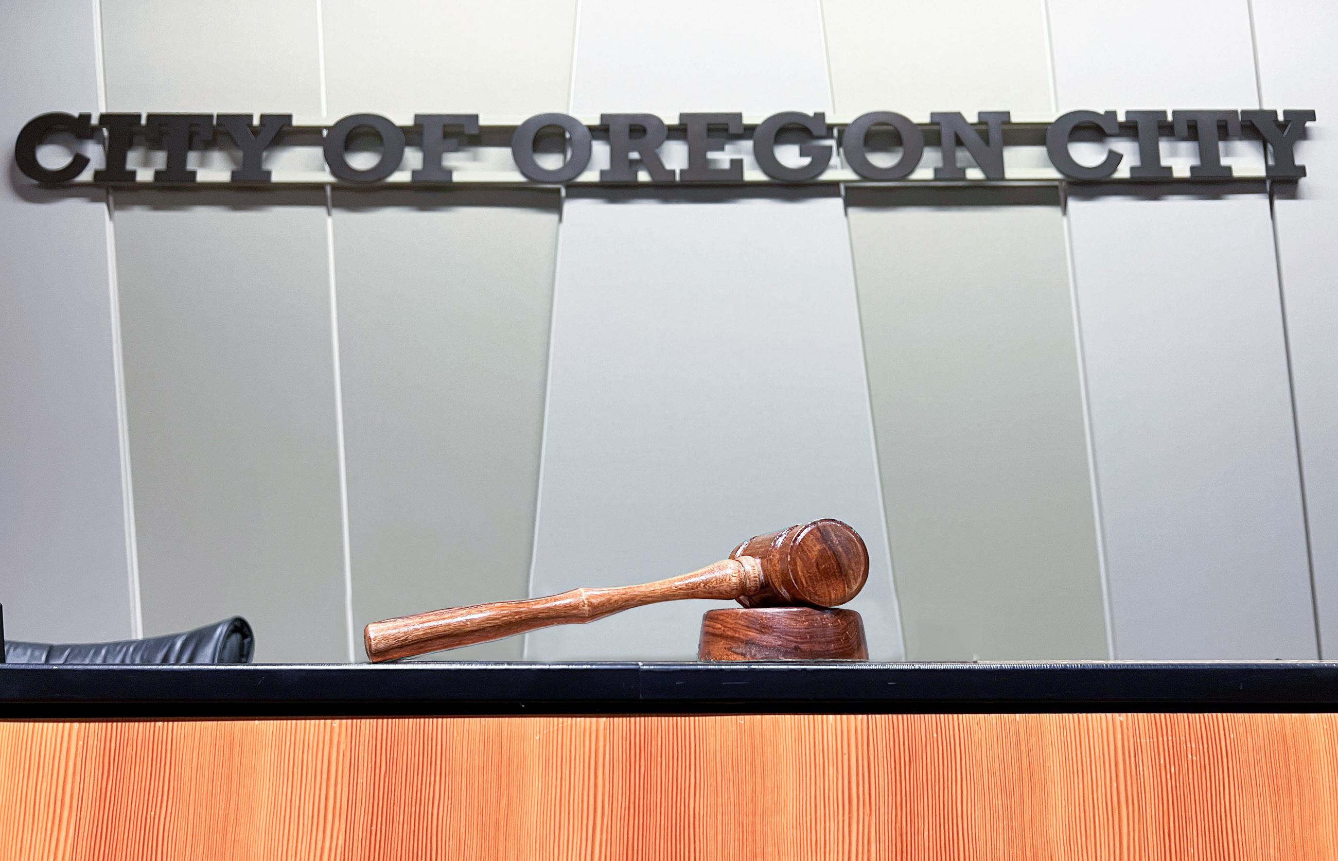 Commission Chambers with gavel