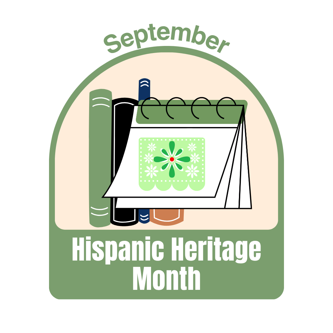 hispanic month calendar with a green decortive square