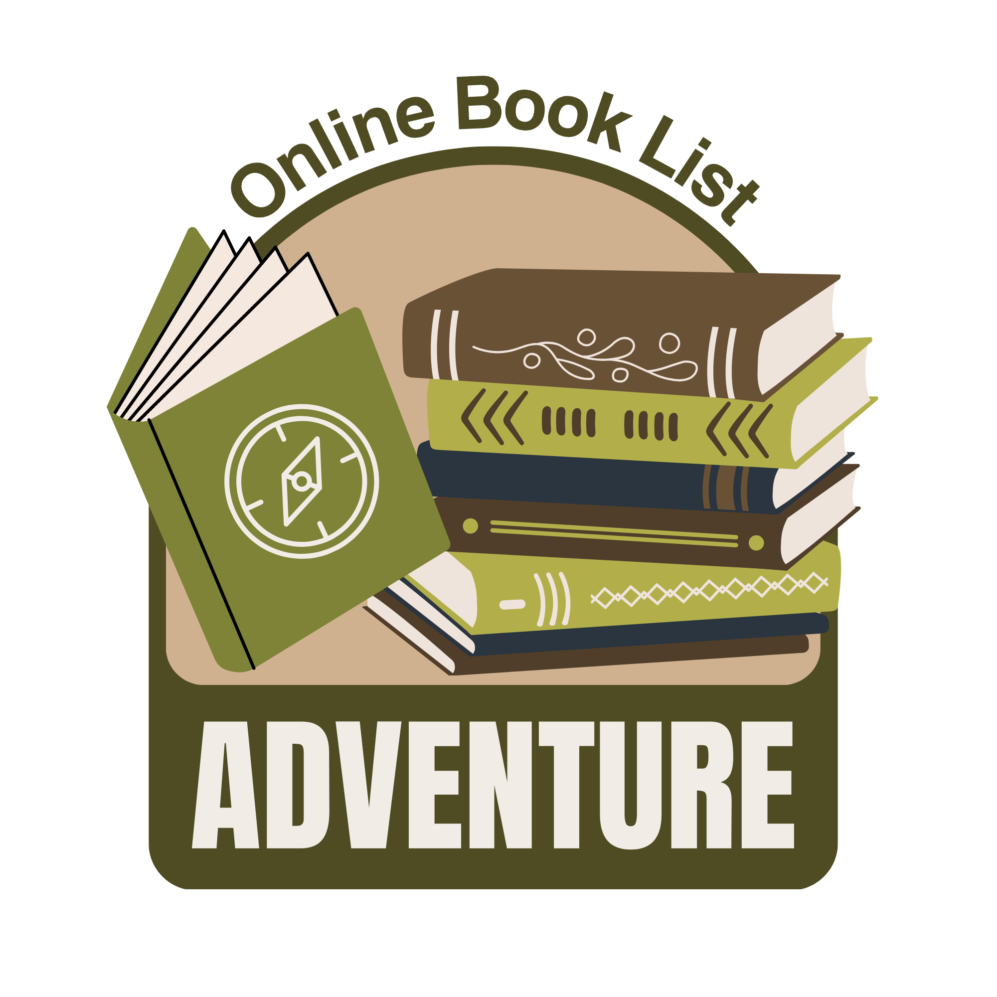 stack of books and a compass