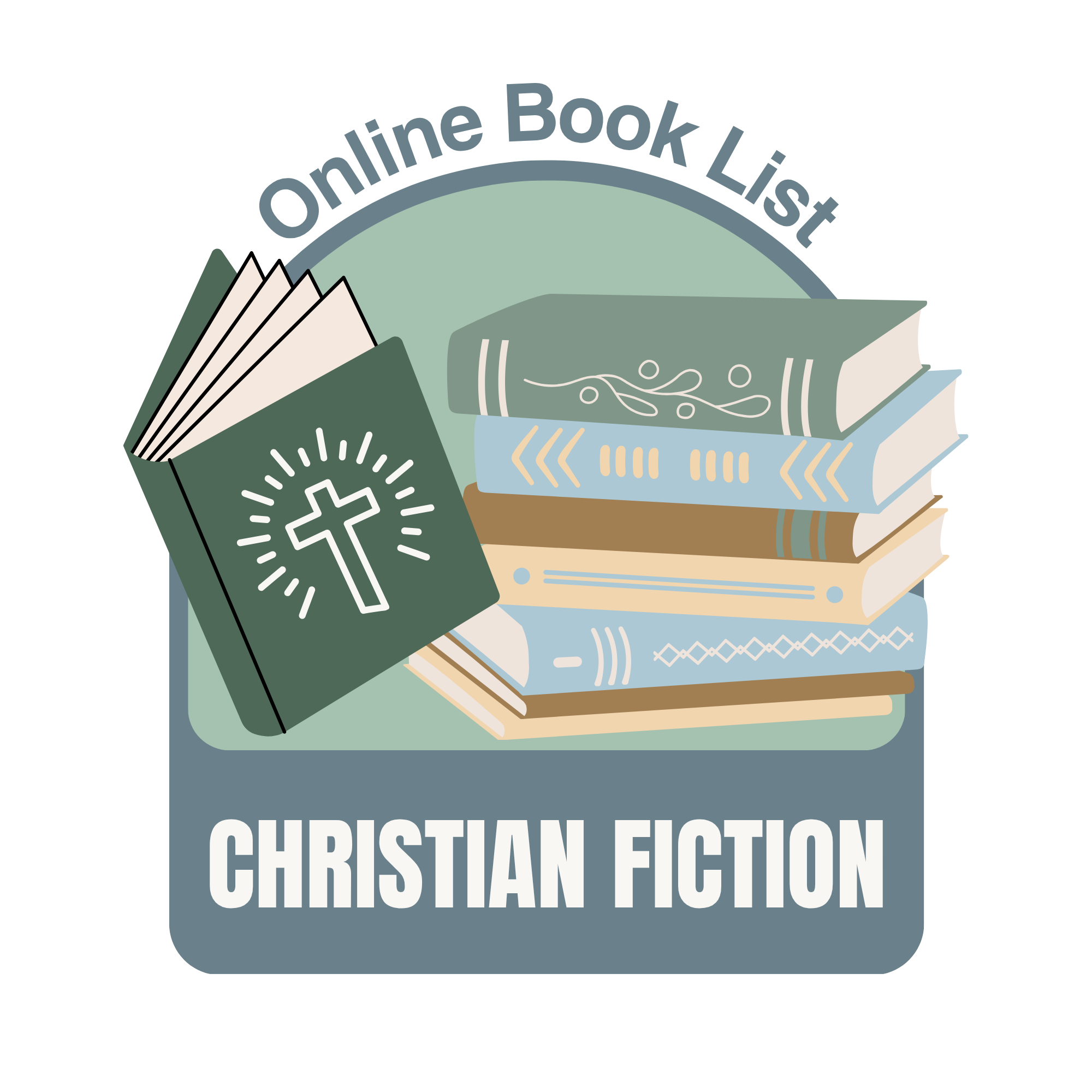 stack of books and a cross