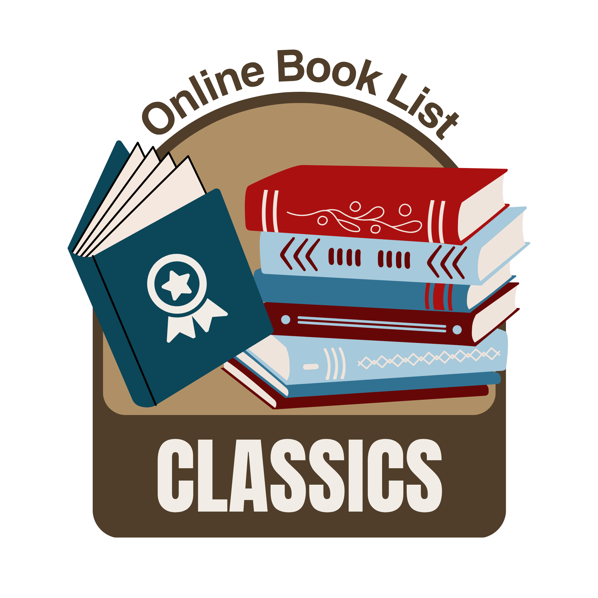 stack of books and a medal